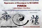 Prochaine rentrée formation QI GONG à PARIS les 18-19 octobre 2025